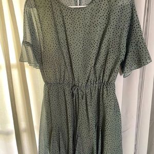 Green Black Polkadot dress
